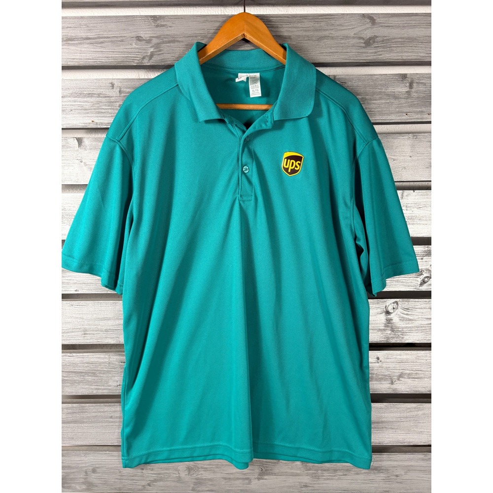 UPS United Postal Service Polo Mens XL Teal Green Short Sleeve Shirt Employee